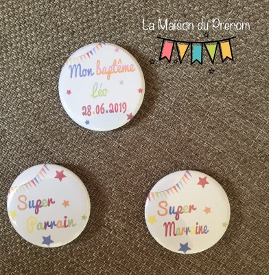 Badge personnalisé Pour Baptême, Mariage, Naissance