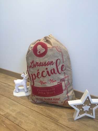 Hotte de Noël en jute personnalisée