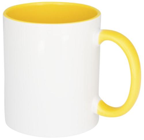 Mug blanc avec anse jaune