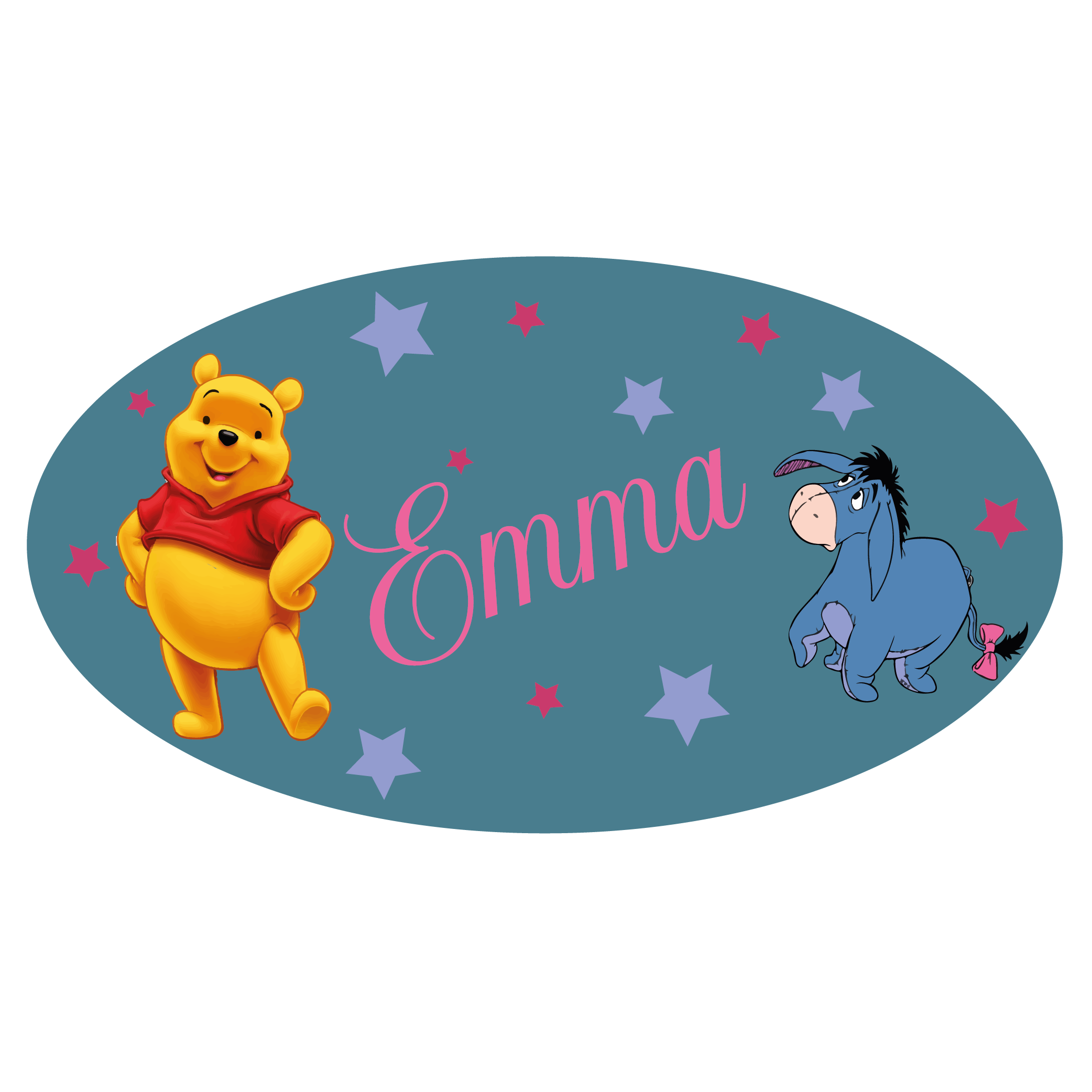 Plaque de porte Winnie l'ourson et bourriquet et prénom personnalisée