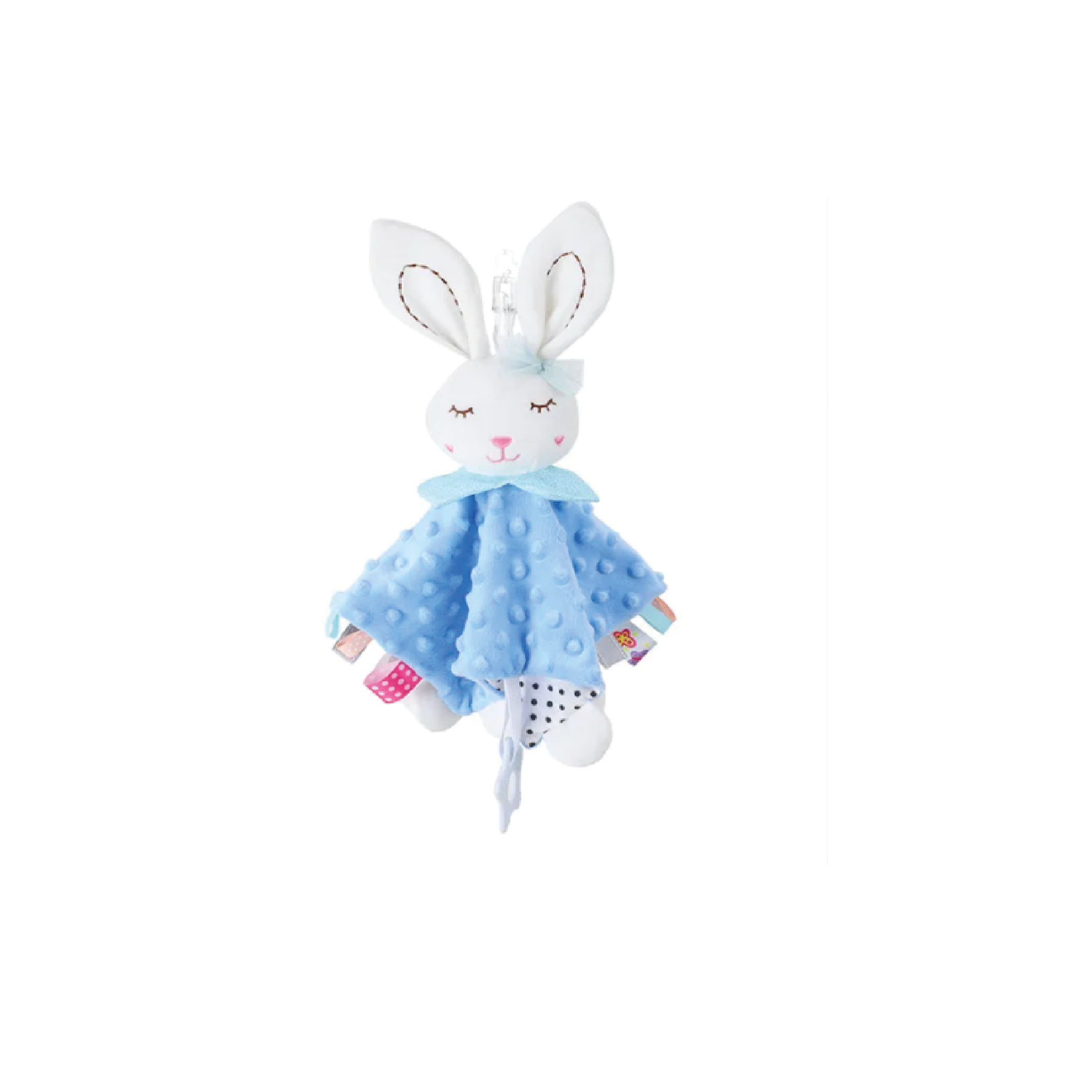 Doudou personnalisé lapin bleu et blanc