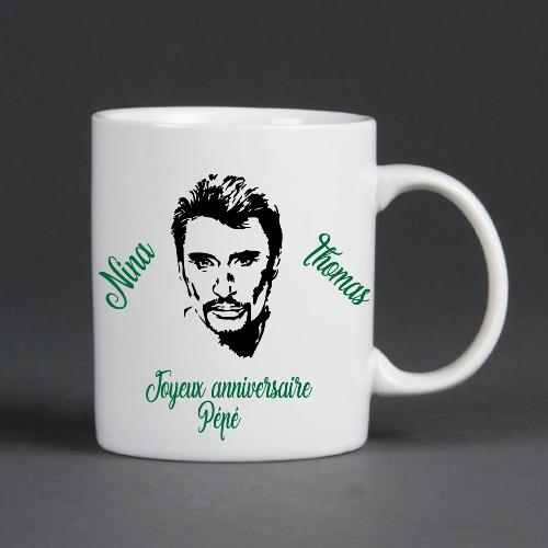 Mug Blanc personnalisé joyeux anniversaire pépé  johnny