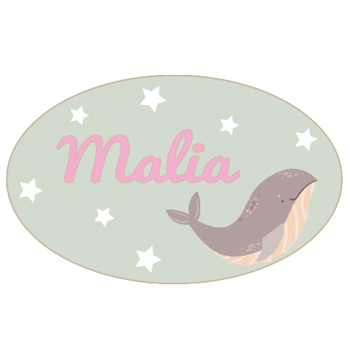 Plaque de porte baleine et prénom personnalisée
