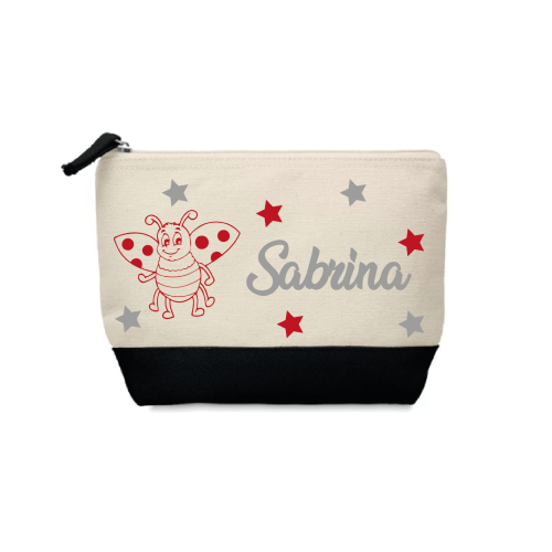 Trousse de toilette personnalisée coccinelle et prénom