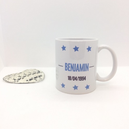 Mug Blanc personnalisé Prénom Date de naissance