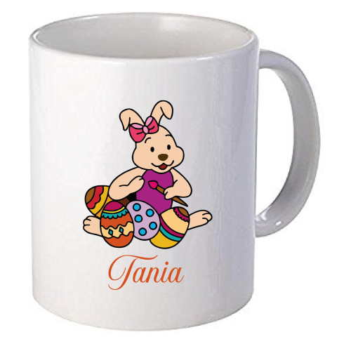 Mug personnalisé lapin qui peint Pâques et prénom