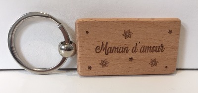 Porte-clés bois personnalisé " Maman d'amour "