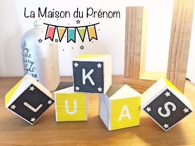 Cube en bois personnalisé - Mot + Motif