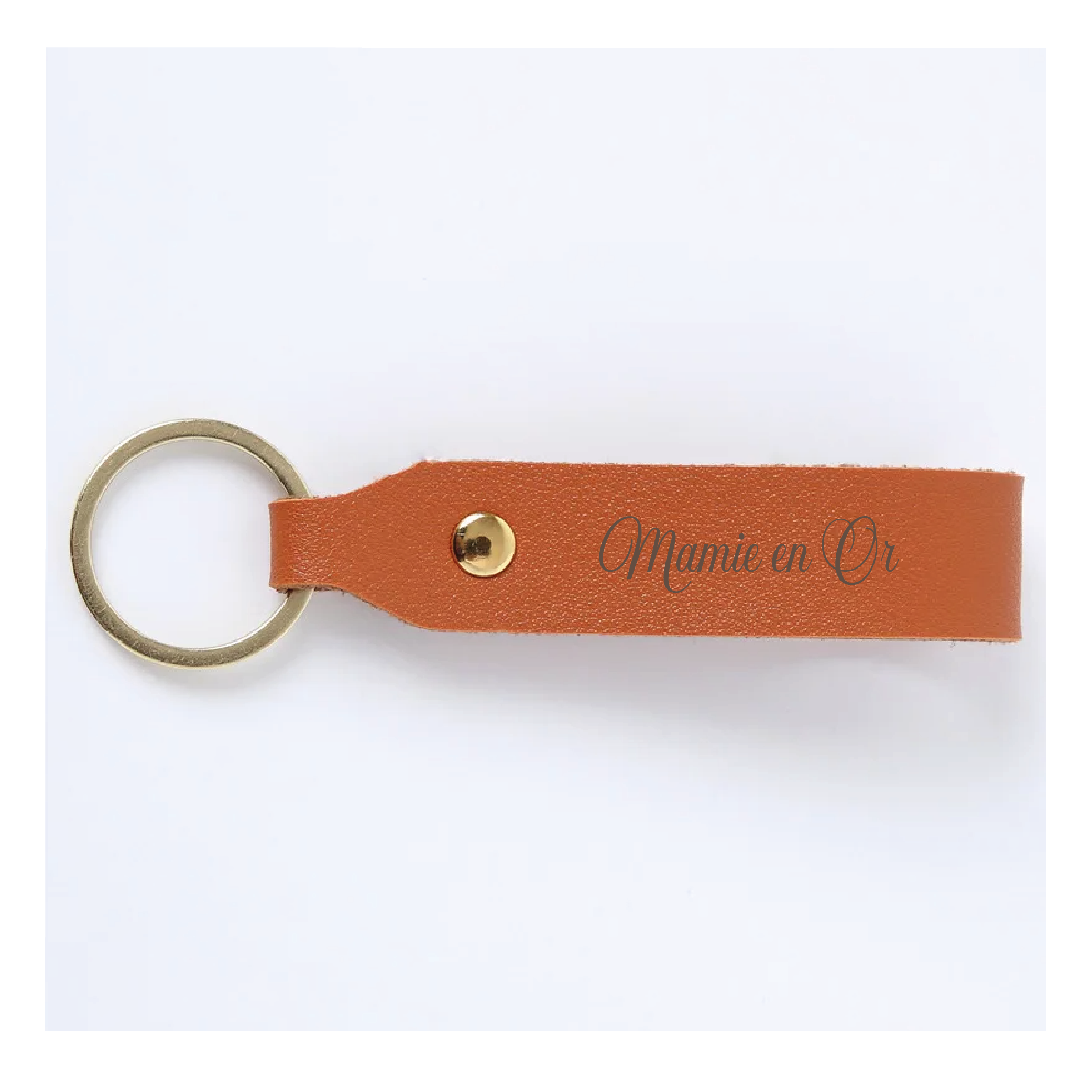 Porte-clés en cuir marron personnalisé 