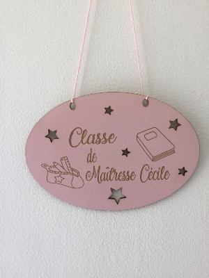 Plaque de porte personnalisée Classe de Maîtresse