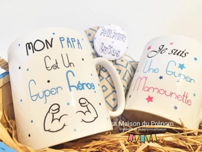 Coffret Mugs - SUPER Papa et SUPER Mamounette