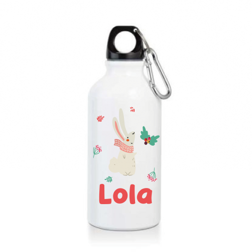 Gourde ou bouteille personnalisée pour enfant modèle lapin écharpe