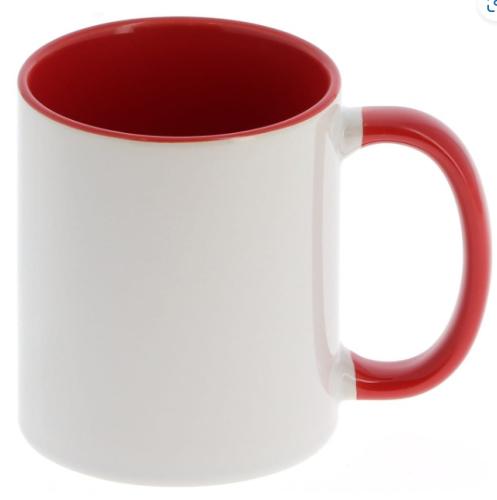 Mug blanc avec anse rouge