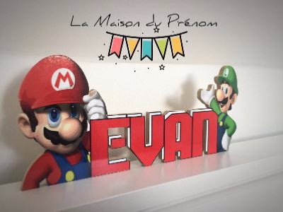 Plaque de porte décoration mario et prénom personnalisée