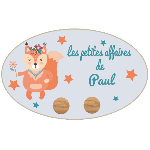 Porte-Manteau renard debout personnalisé avec prénom