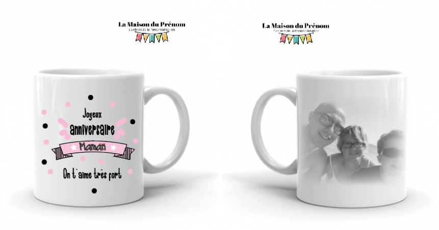 Cadeau maman. Mug personnalisé prénom joyeux noël maman - Joli Mug