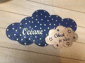 Plaque de porte nuage avec prnom personnalise