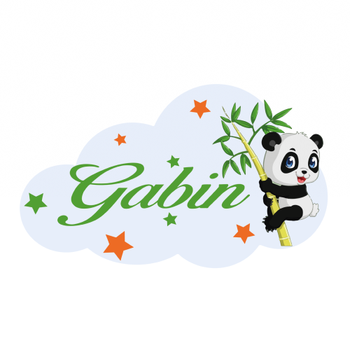 Plaque de porte nuage panda et prénom personnalisée