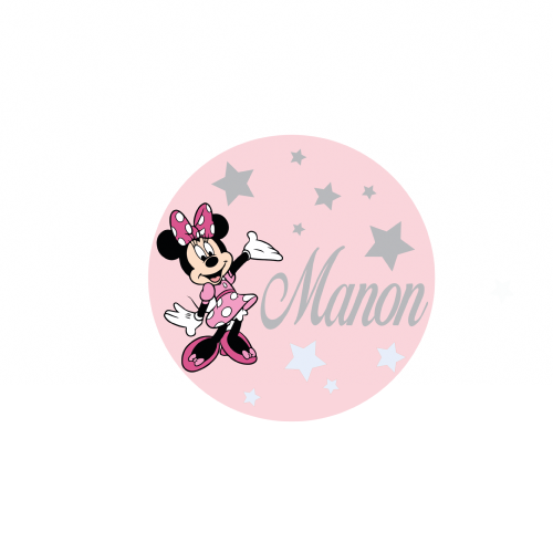 Plaque de porte Minnie rose et prénom personnalisée 