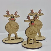 Marque-places renne de Noël et prénom en bois personnalisé