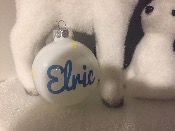 Boule de noël avec prénom personnalisée blanche