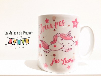 Mug personnalisé J'peux pas j'ai licorne