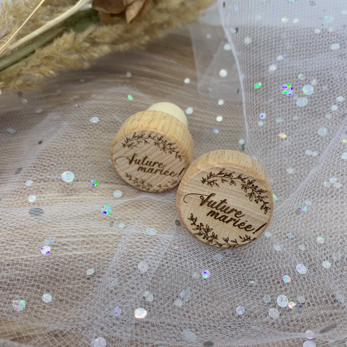 Bouchon de bouteille en liège gravé au laser personnalisé, bouchon en T,  bois, fête de mariage