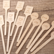 Agitateur à boissons personnalisé en bois x10