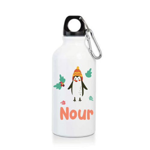 Gourde ou bouteille personnalisée pour enfant modèle pingouin