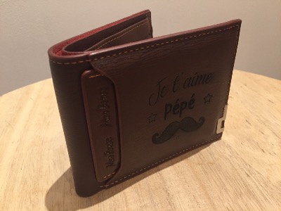 Portefeuille cuir personnalisé je t'aime pépé