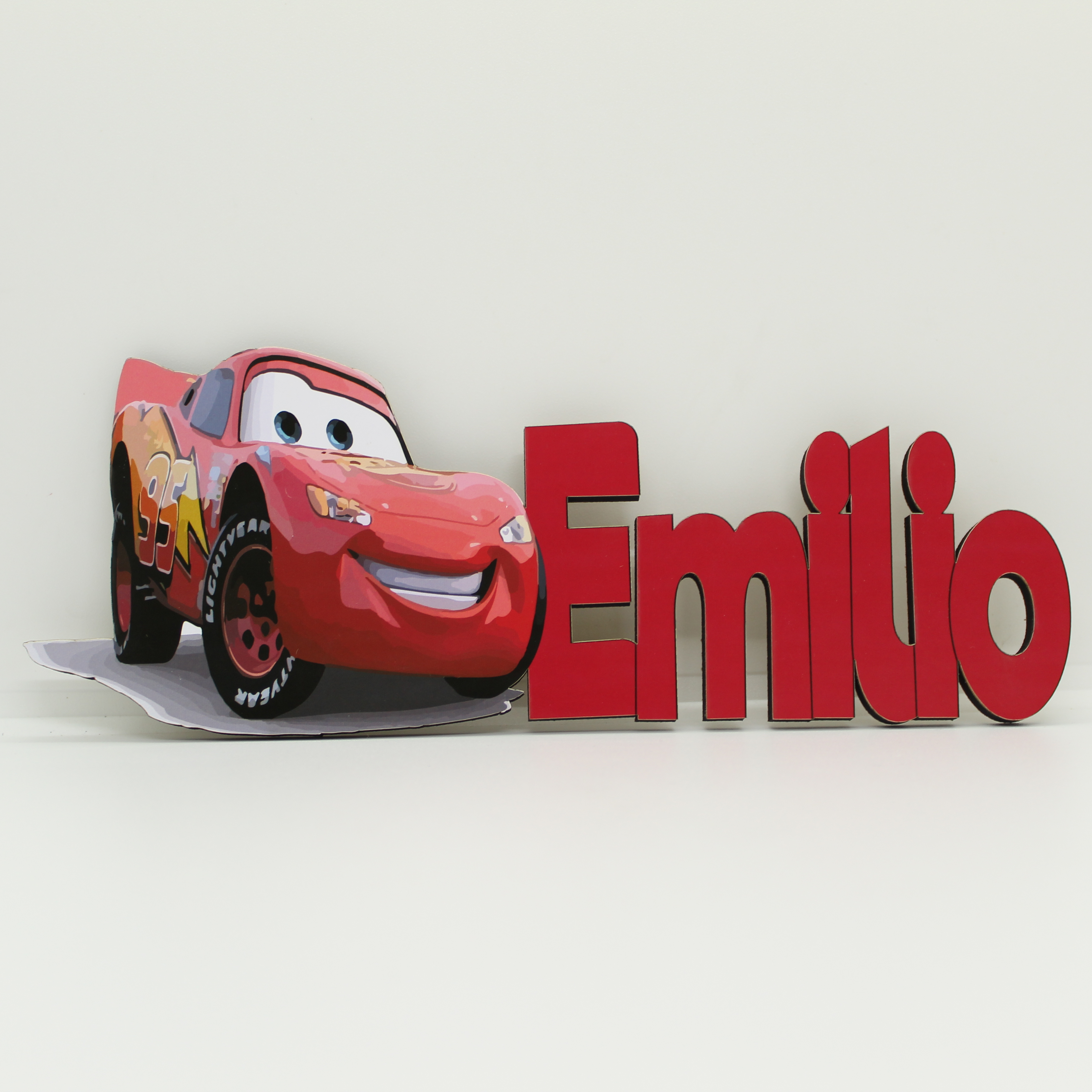 Plaque de porte décoration Cars 2 et prénom personnalisée