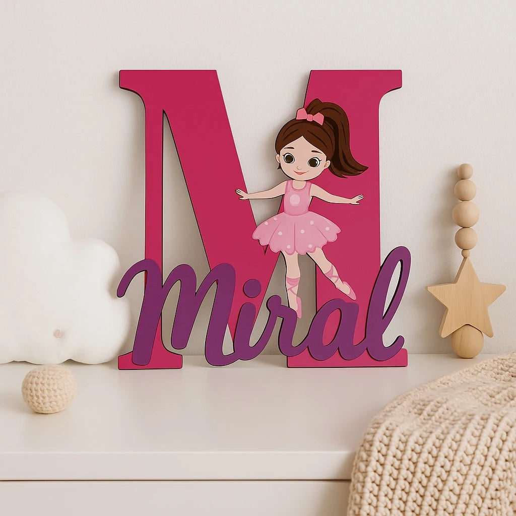 Plaque de porte prénom romantique pour Petite Fille