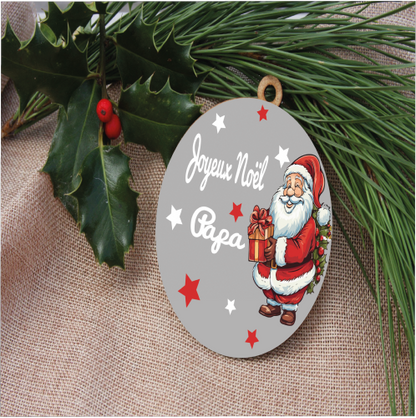 Boule de Noël Joyeux noël Papa Personnalisée en Bois 