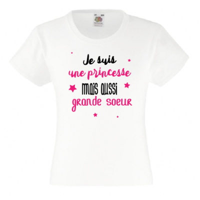 Tee shirt personnalisé princesse mais grande soeur