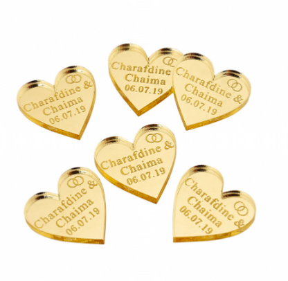 Etiquette personnalisée acrylique coeur X10