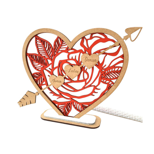 Décoration à poser coeur et prénoms personnalisée