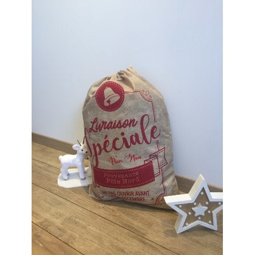 Hotte de Noël en jute personnalisée
