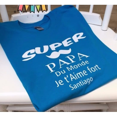 Tee shirt personnalisé Super papa du monde