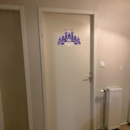 Plaque de porte motif chateau avec prénom personnalisée