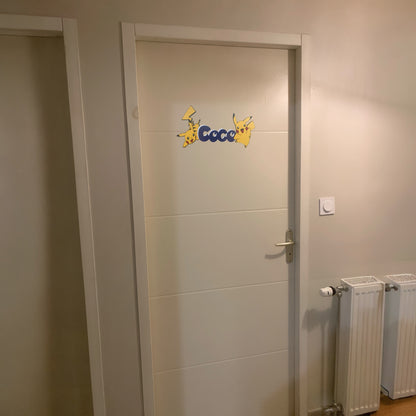 Plaque de Porte Personnalisée Pikachu avec Prénom - Décoration Chambre Enfant