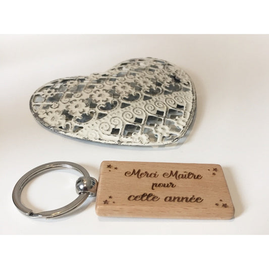 Porte-clés bois personnalisé " Merci maître pour cette année "