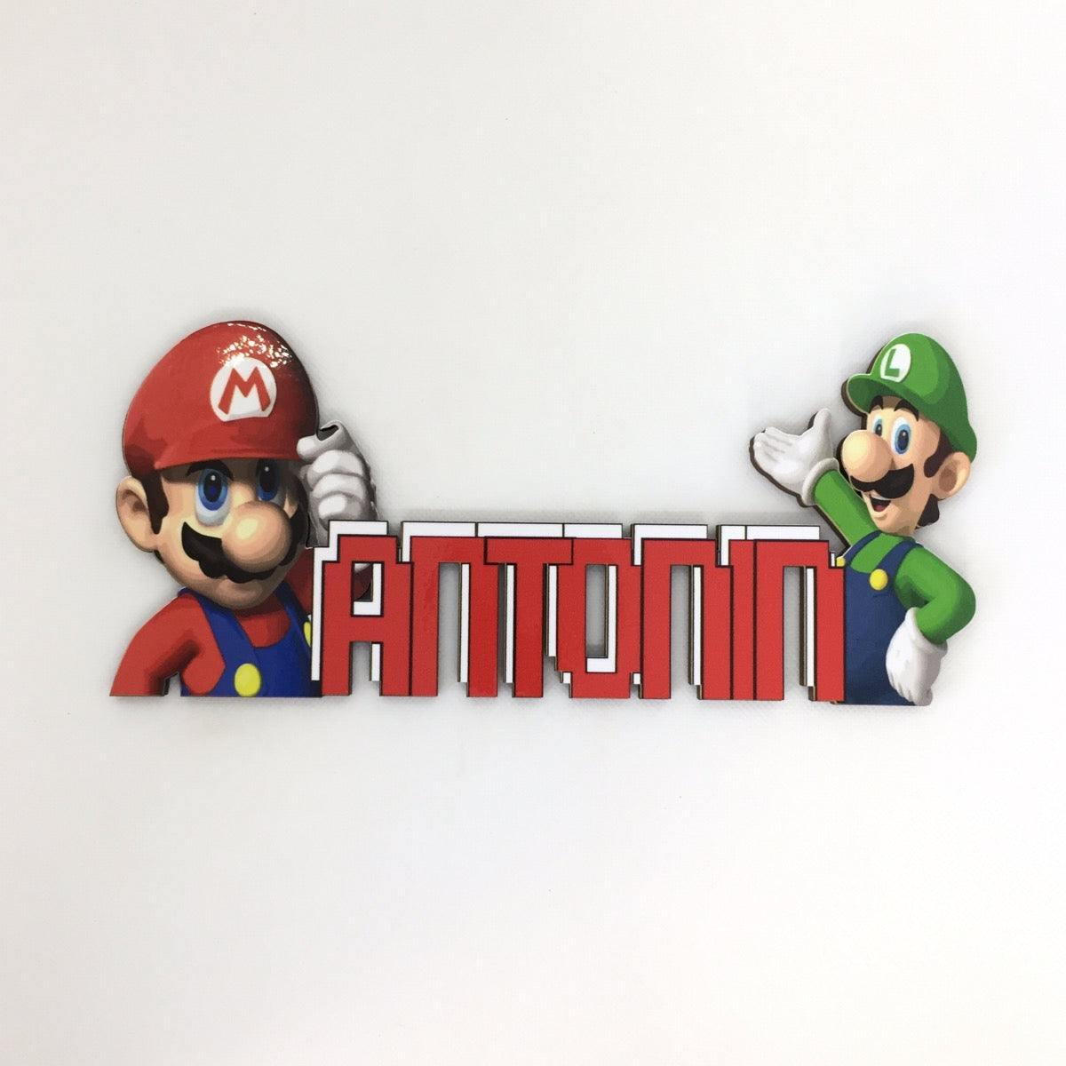 Plaque de porte décoration mario et prénom personnalisée
