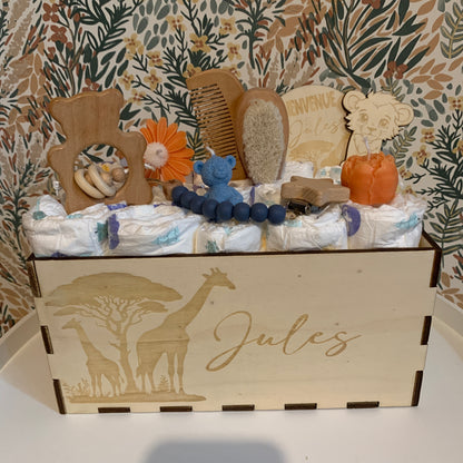 Box de Couches Personnalisée - Coffret Naissance Gravé