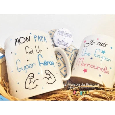Coffret Mugs - SUPER Papa et SUPER Mamounette