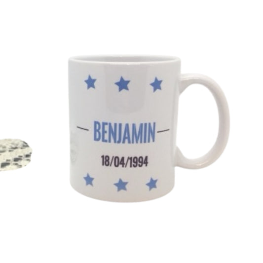 Mug Blanc personnalisé Prénom Date de naissance
