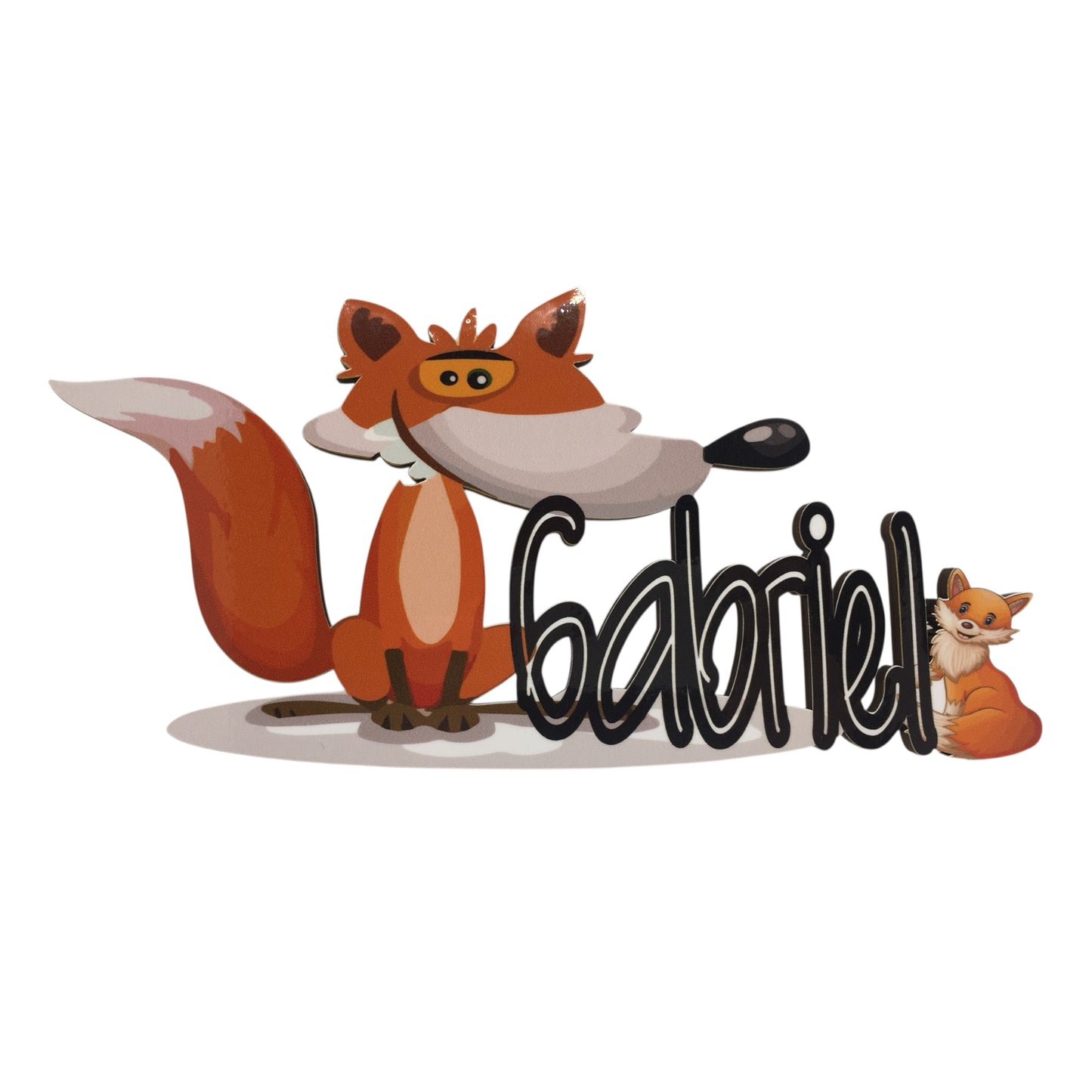 Plaque de porte décoration petit Renard et prénom personnalisée