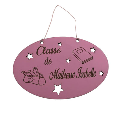 Plaque de porte personnalisée Classe de Maîtresse