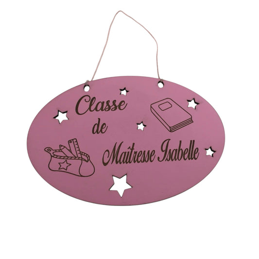 Plaque de porte personnalisée Classe de Maîtresse