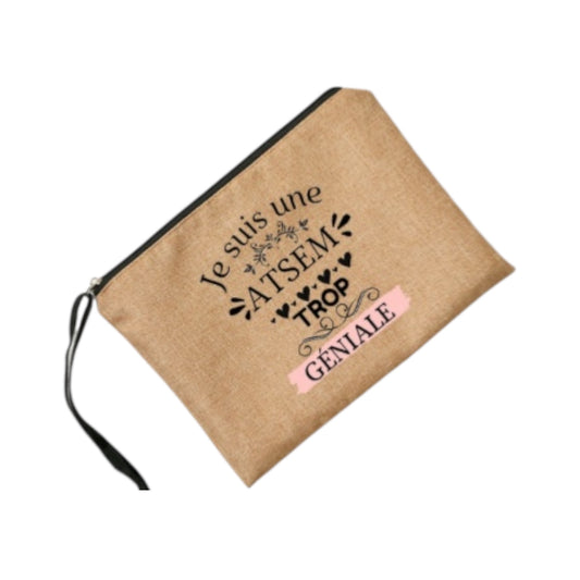 Trousse de maquillage personnalisée je suis une Atsem trop géniale