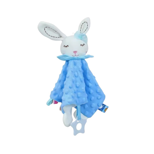Doudou personnalisé lapin bleu et blanc